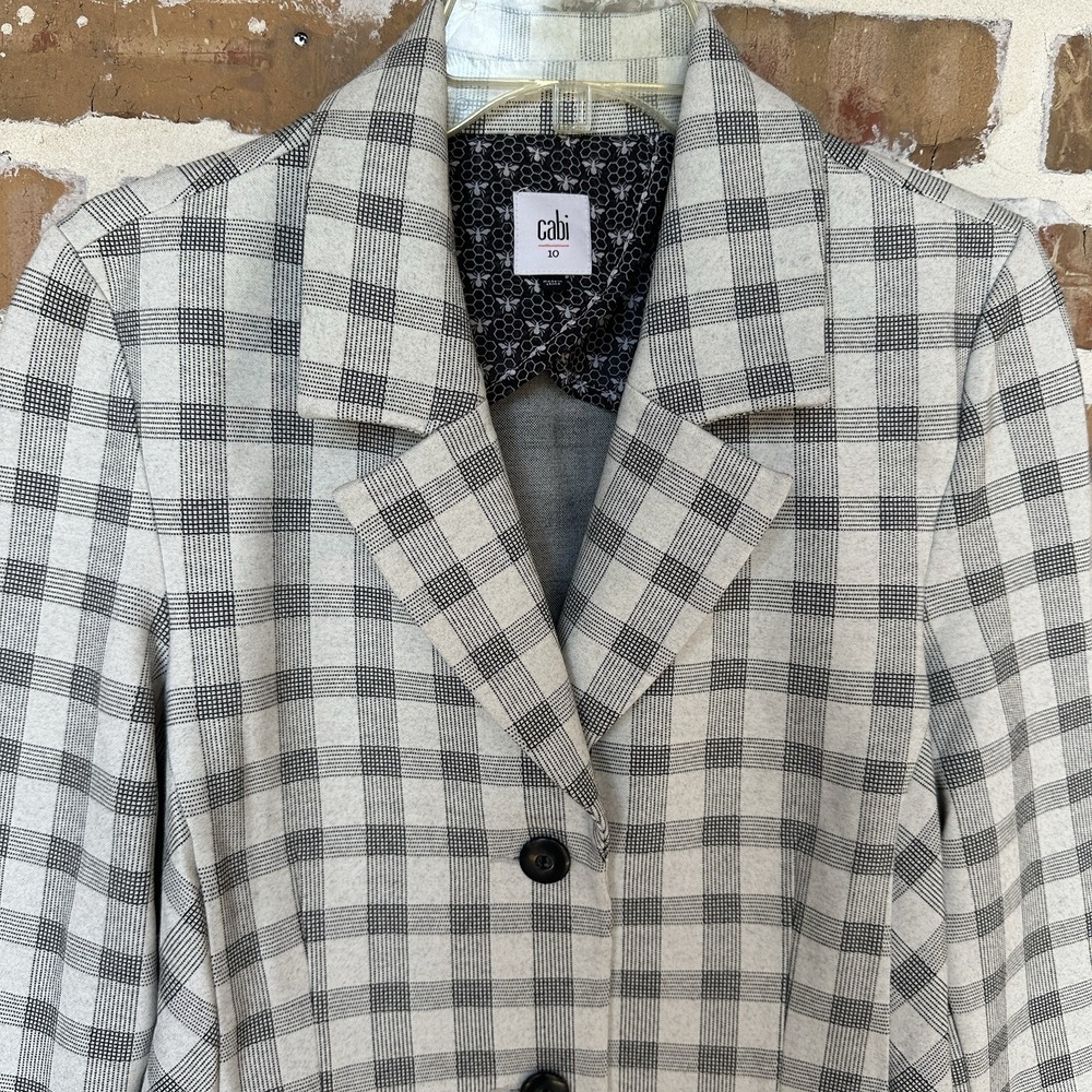 Cabi Valentina Peplum Jacket Size 10 Jersey Ponte Knit Checkered Blazer EUC - Picture 4 of 15